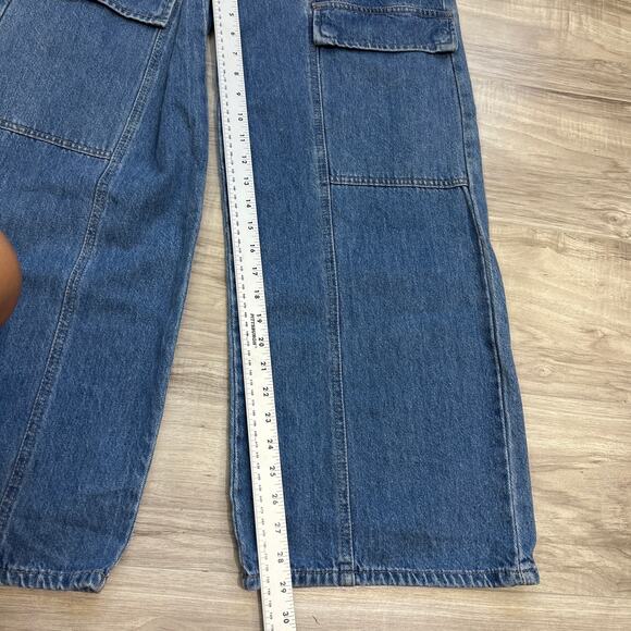 Forever 21 Women's Relaxed Fit Straight Leg Cargo Blue Jeans Size 25 - Picture 5 of 13